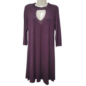 Purple Tunic Dress Tunic Top Three Quarter Sleeves